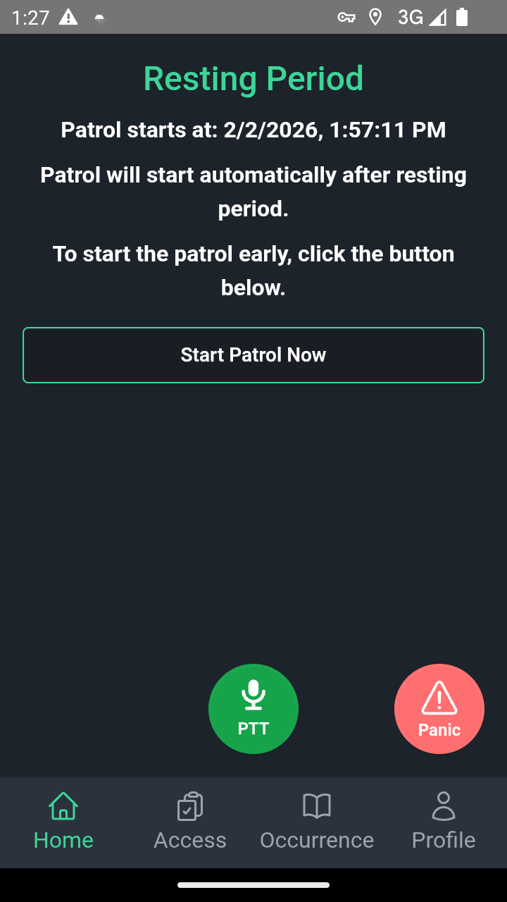 Rest period screen